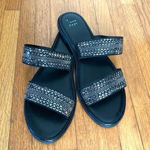 Black Rhinestoned Sandals size 9